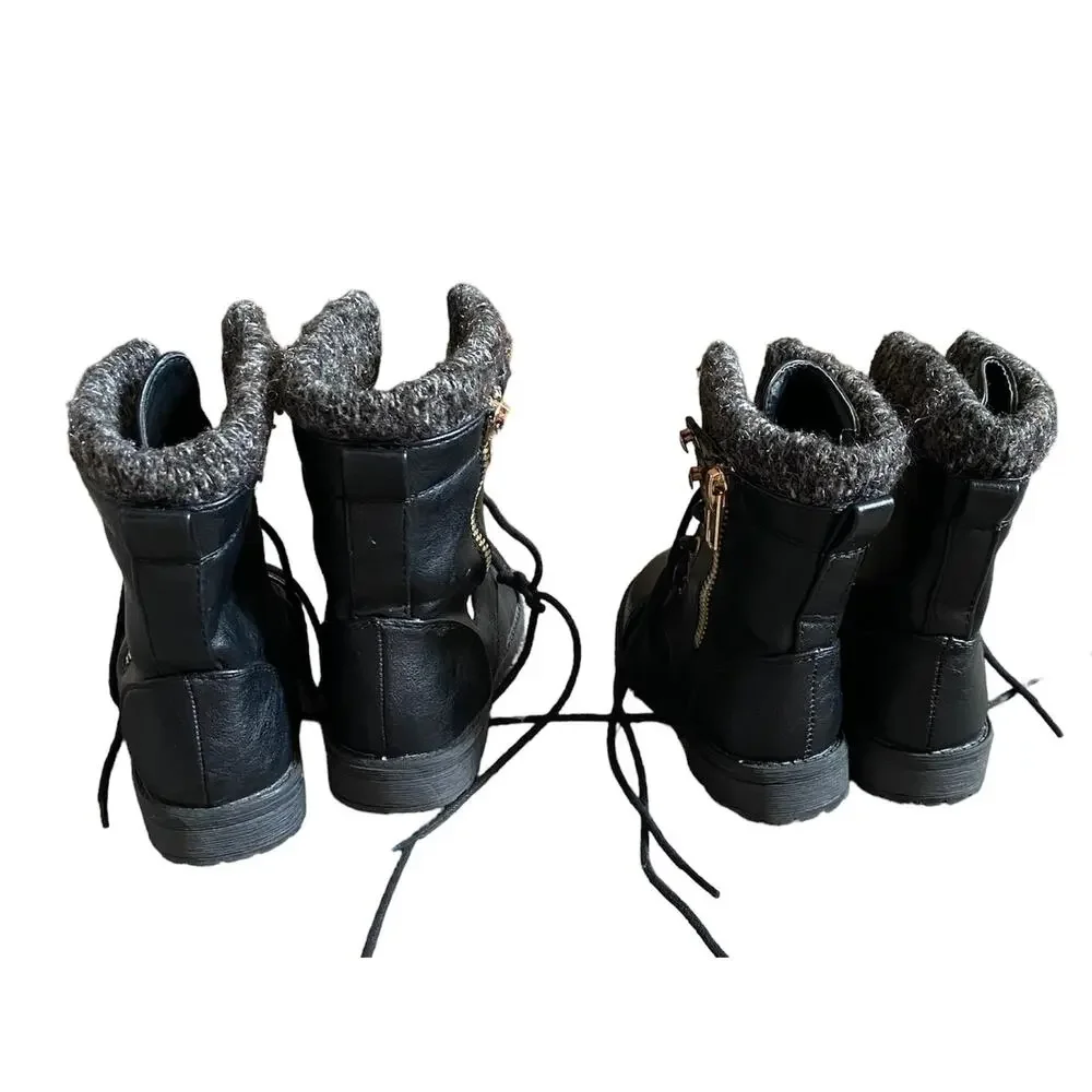 Girls Black Lace Up Boots Bundle